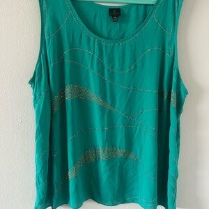 Worthington Green Sleeveless Relaxed Tank Top
